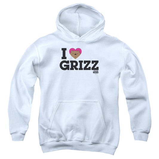 We Bare Bears Heart Grizz Kids Youth Hoodie White