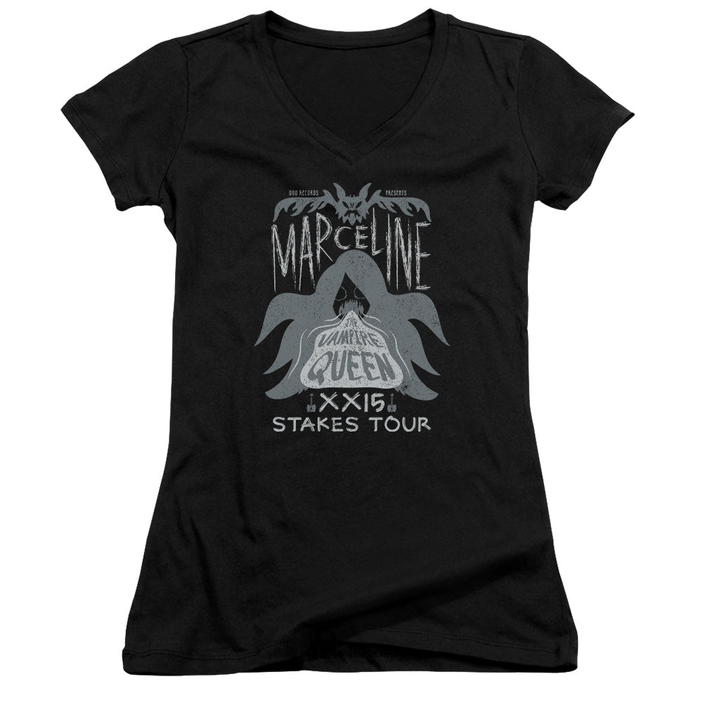 Adventure Time Marceline Concert Junior Sheer Cap Sleeve V Neck Womens T Shirt Black