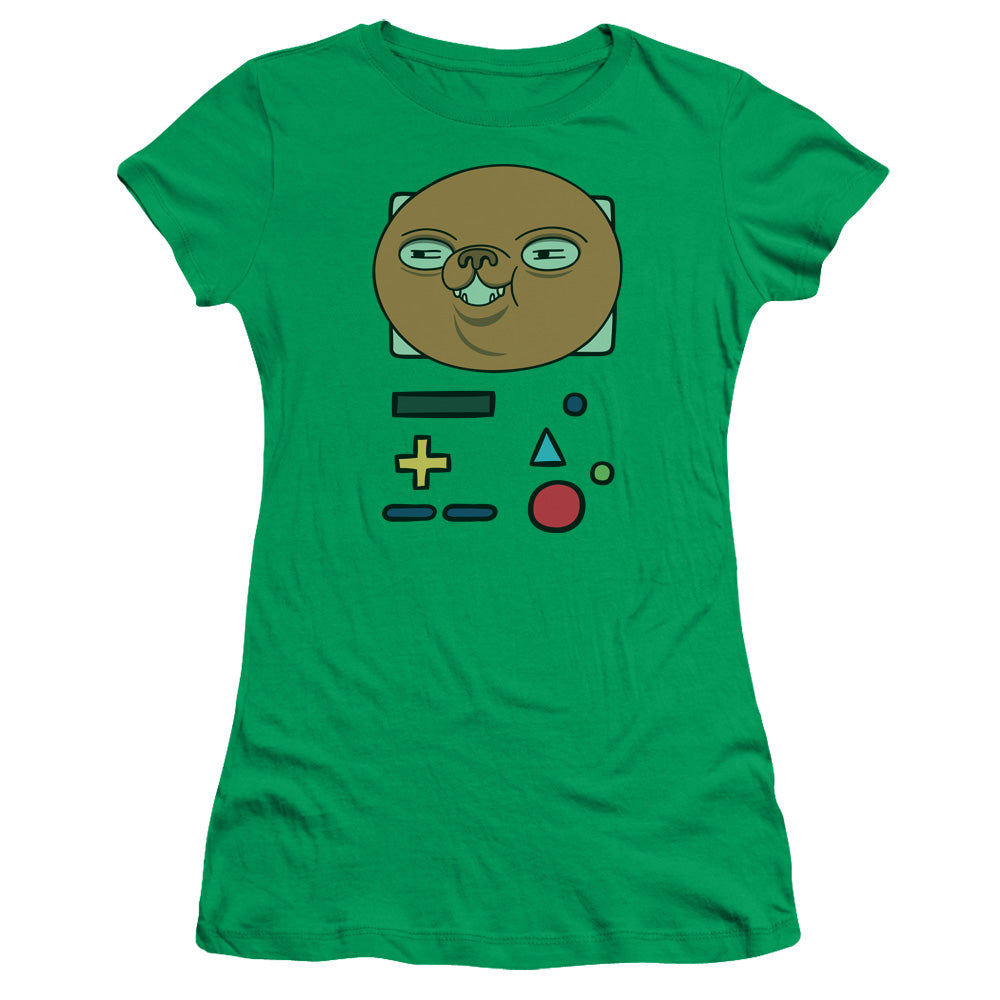 Adventure Time Bmo Mask Junior Sheer Cap Sleeve Womens T Shirt Kelly Green