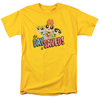 Powerpuff Girls the Day is Saved Mens T Shirt Yellow