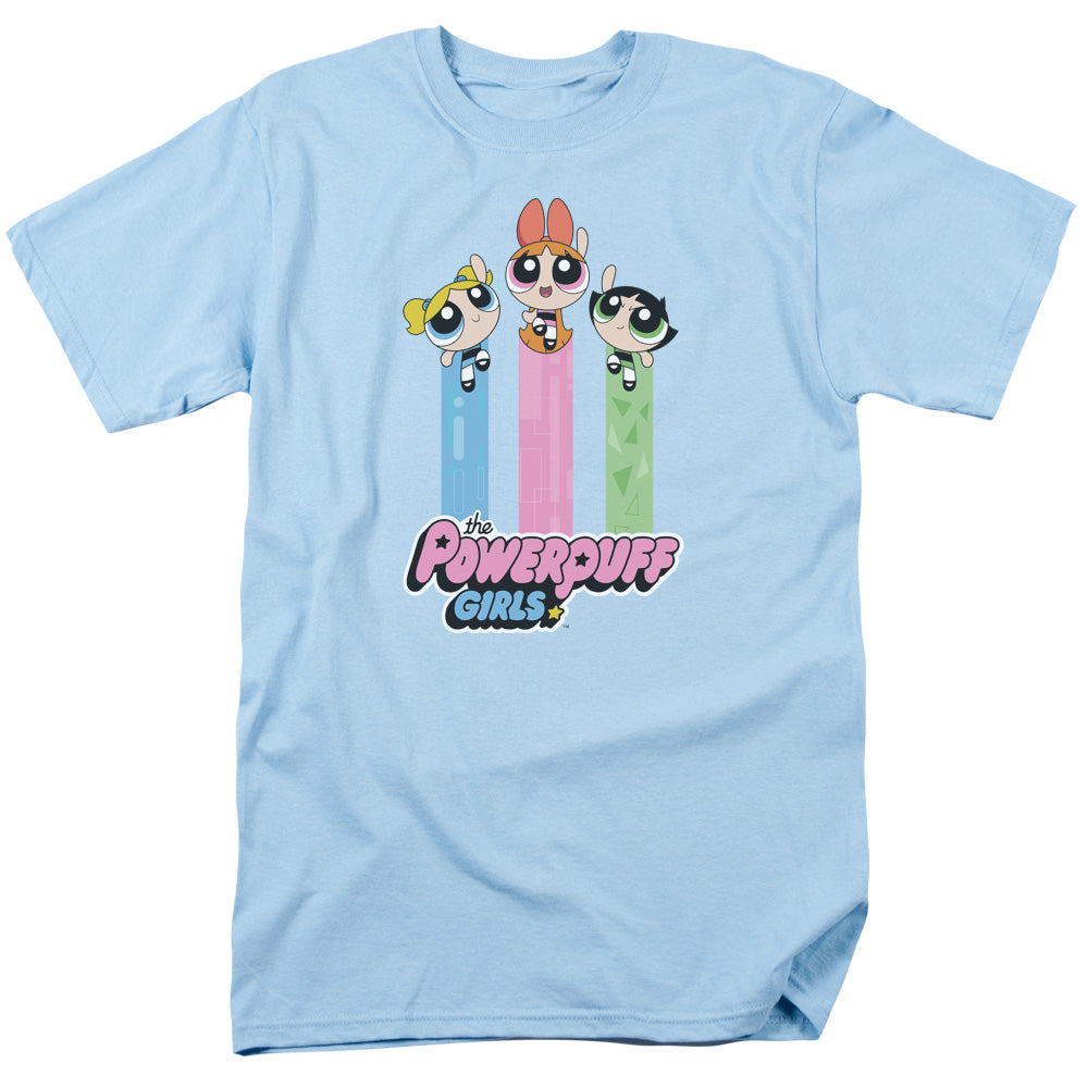 Powerpuff Girls the Girls Fly Mens T Shirt Light Blue