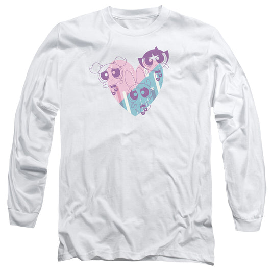 Powerpuff Girls Powerpuff Heart Mens Long Sleeve Shirt White