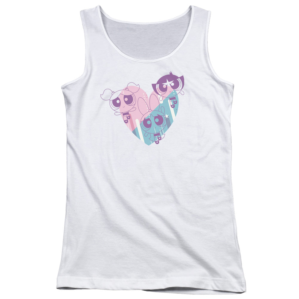 Powerpuff Girls Powerpuff Heart Womens Tank Top Shirt White