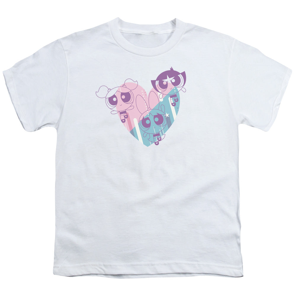 Powerpuff Girls Powerpuff Heart Kids Youth T Shirt White