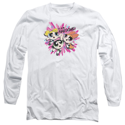 Powerpuff Girls Team Awesome Mens Long Sleeve Shirt White
