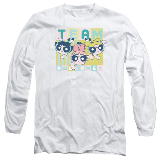 Powerpuff Girls Awesome Block Mens Long Sleeve Shirt White