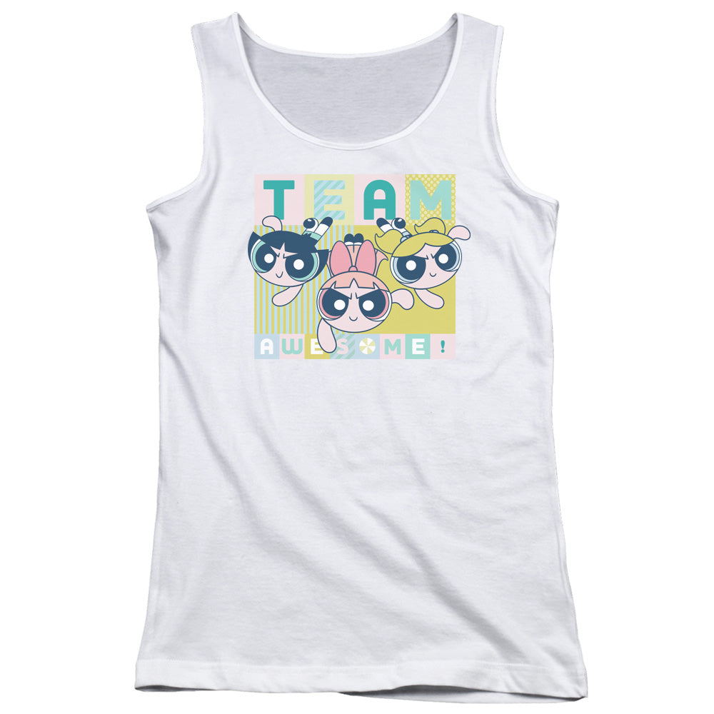 Powerpuff Girls Awesome Block Womens Tank Top Shirt White