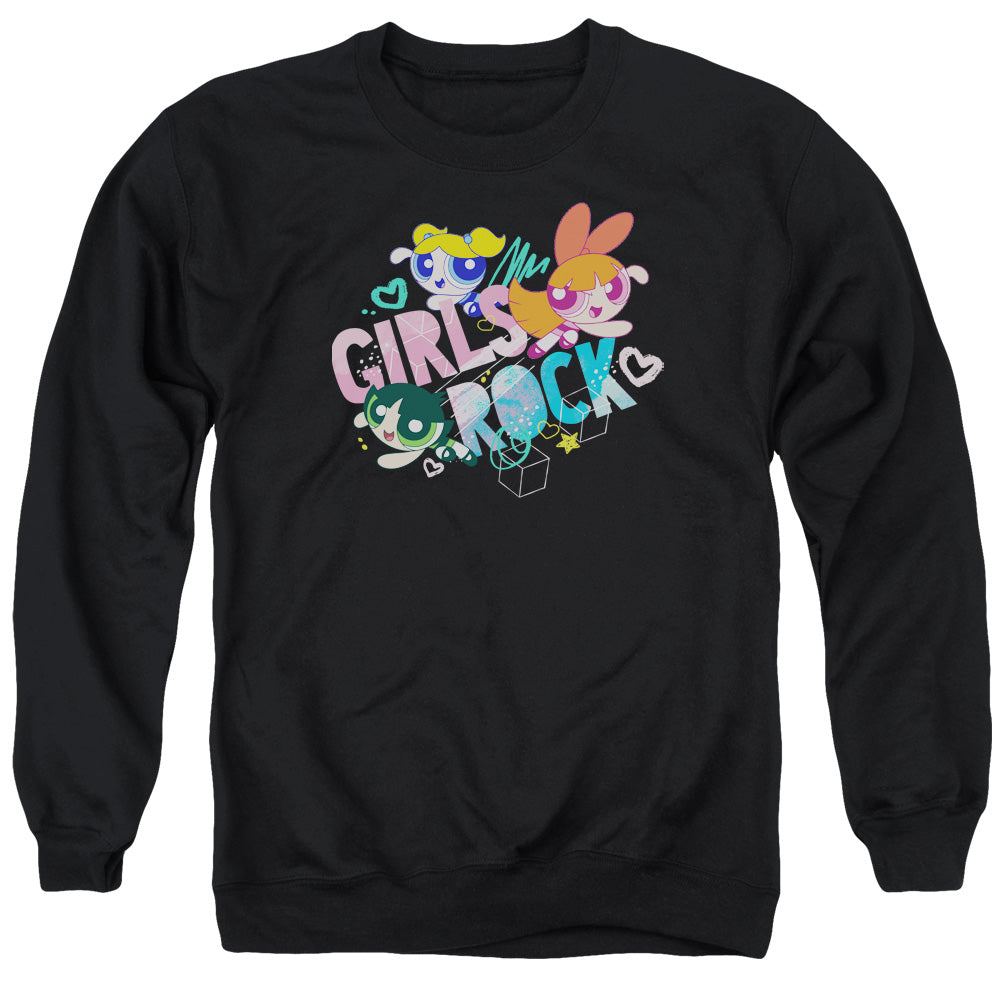 Powerpuff Girls Girls Rock Mens Crewneck Sweatshirt Black