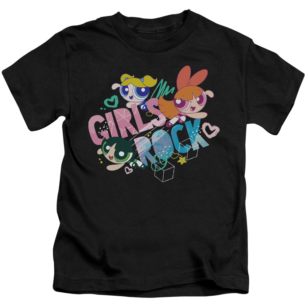 Powerpuff Girls Girls Rock Juvenile Kids Youth T Shirt Black 
