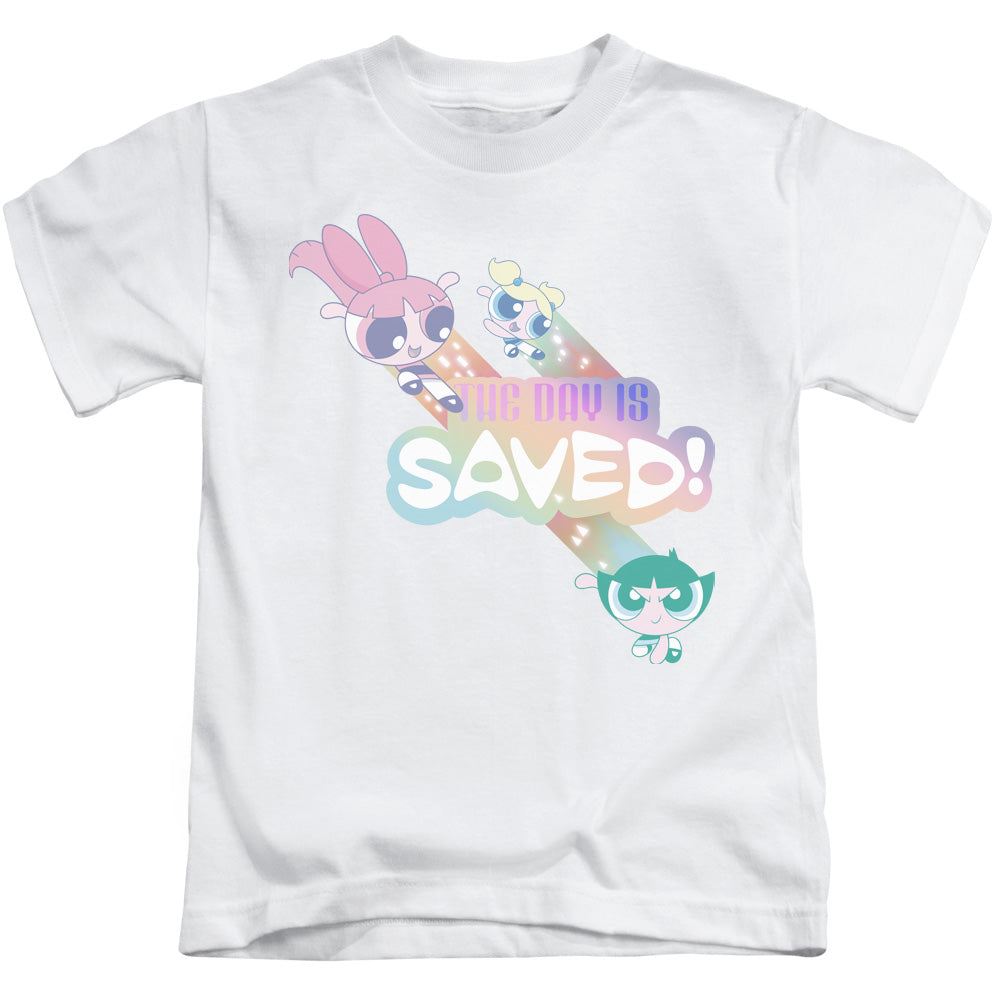 Powerpuff Girls the Day is Saved Juvenile Kids Youth T Shirt White 