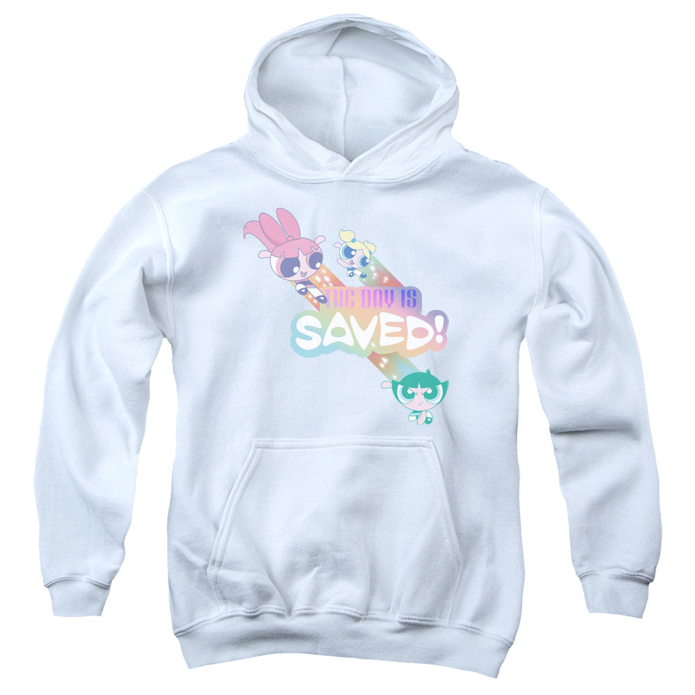 Powerpuff Girls the Day is Saved Kids Youth Hoodie White