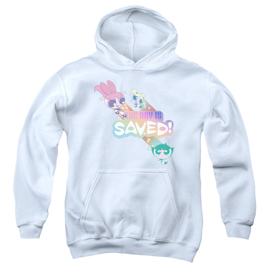 Powerpuff Girls the Day is Saved Kids Youth Hoodie White