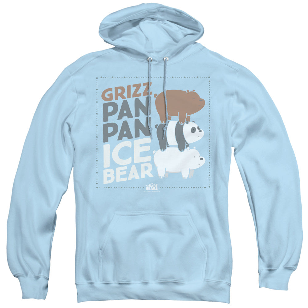 We Bare Bears Grizz Pan Pan Ice Bear Mens Hoodie Light Blue