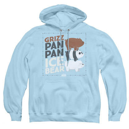 We Bare Bears Grizz Pan Pan Ice Bear Mens Hoodie Light Blue Officially Licensed
