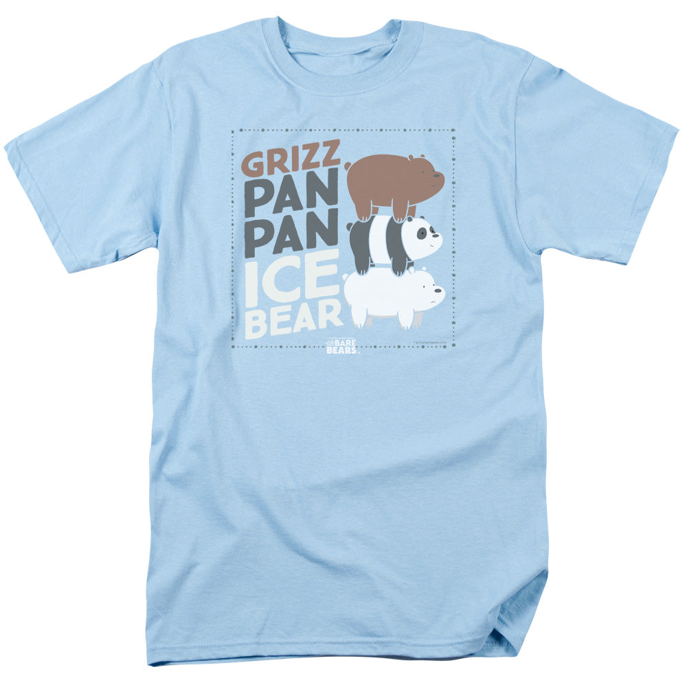 We Bare Bears Grizz Pan Pan Ice Bear Mens T Shirt Light Blue