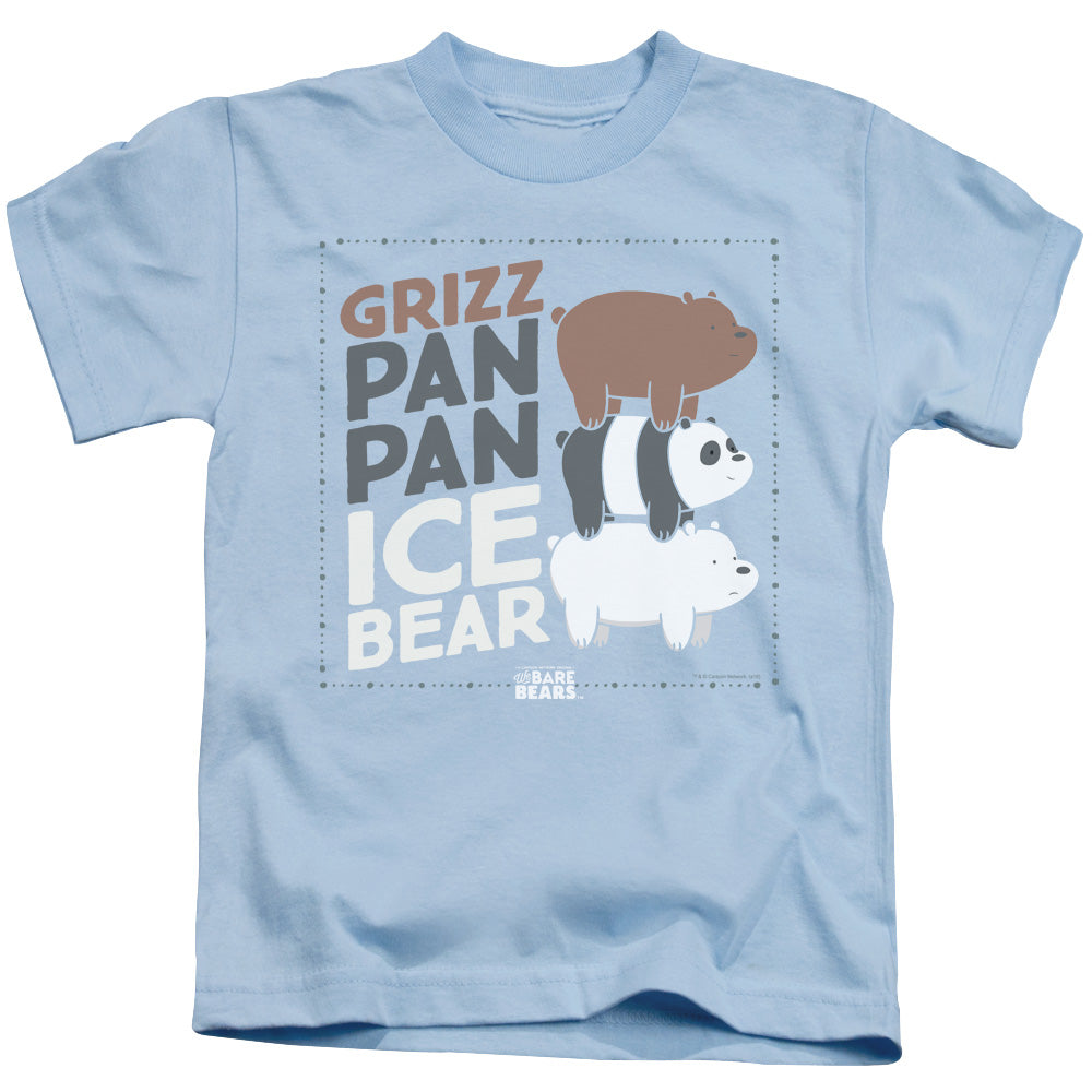 We Bare Bears Grizz Pan Pan Ice Bear Juvenile Kids Youth T Shirt Light Blue 