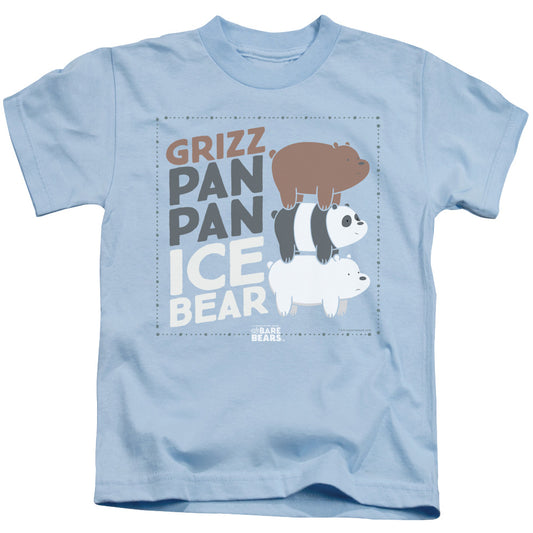 We Bare Bears Grizz Pan Pan Ice Bear Juvenile Kids Youth T Shirt Light Blue 