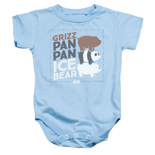 We Bare Bears Grizz Pan Pan Ice Bear Infant Baby Snapsuit Light Blue
