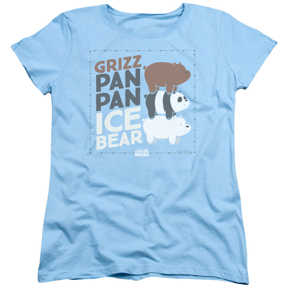 We Bare Bears Grizz Pan Pan Ice Bear Womens T Shirt Light Blue