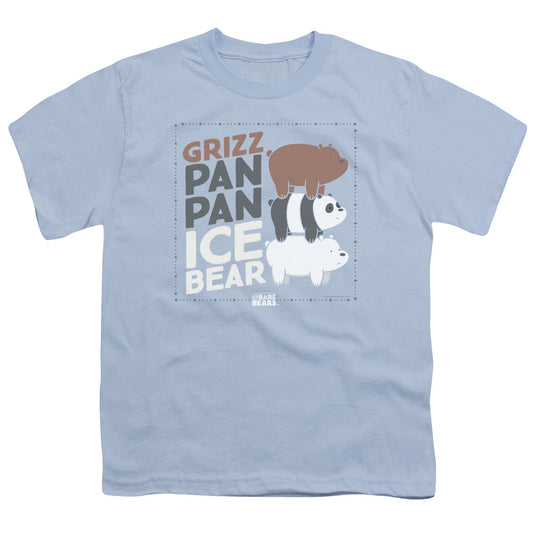 We Bare Bears Grizz Pan Pan Ice Bear Kids Youth T Shirt Light Blue