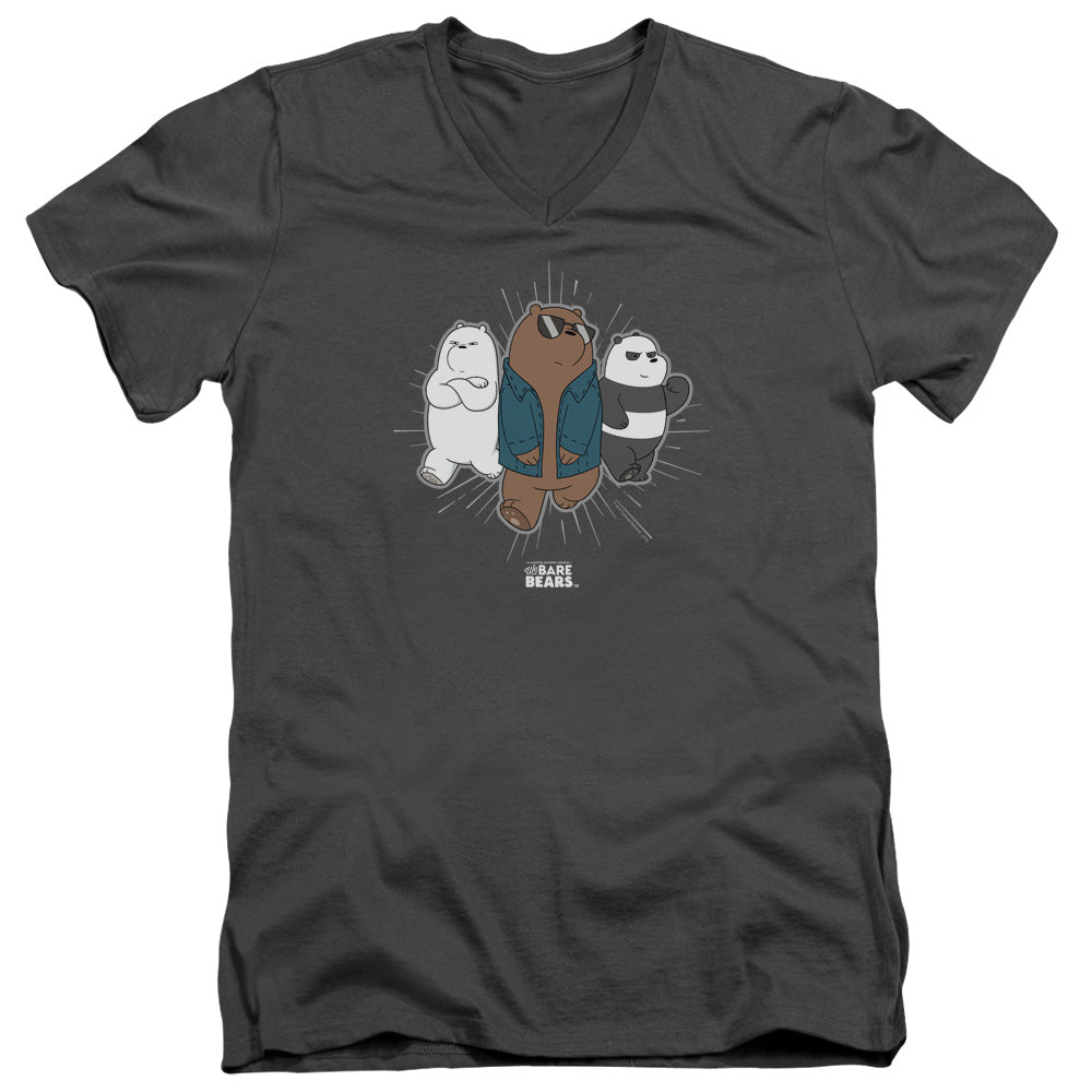 We Bare Bears Jacket Mens Slim Fit V Neck T Shirt Charcoal