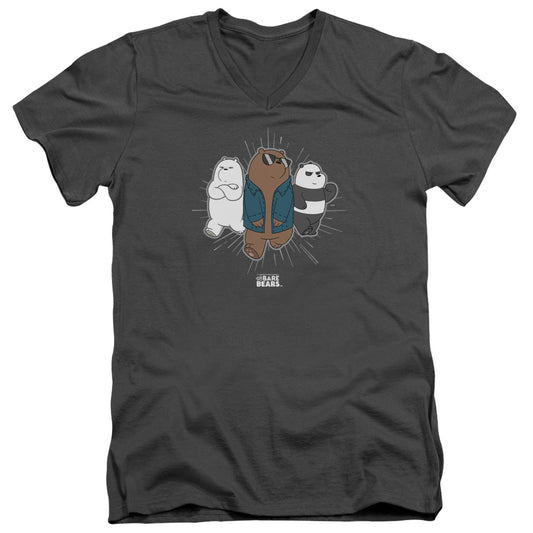 We Bare Bears Jacket Mens Slim Fit V Neck T Shirt Charcoal
