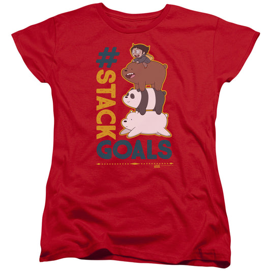 We Bare Bears Stack Goals Womens T Shirt Red
