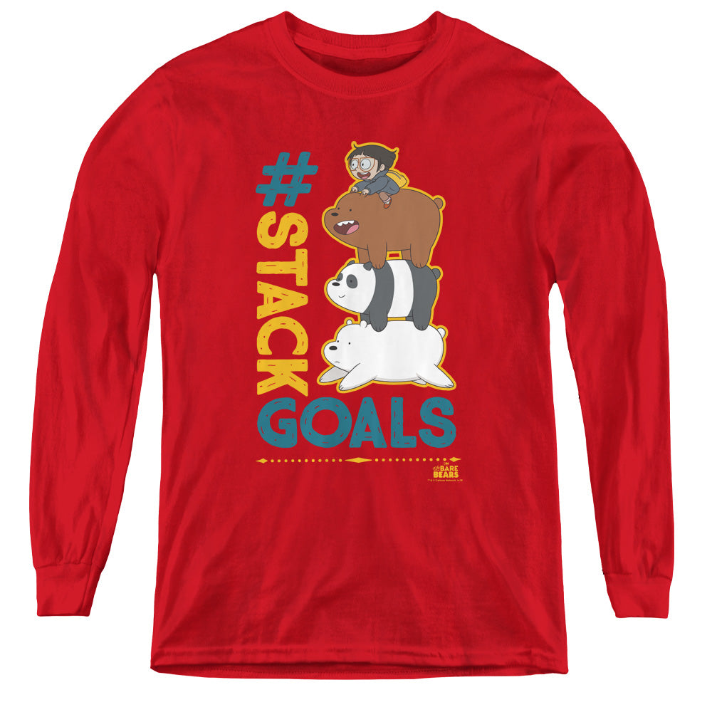 We Bare Bears Stack Goals Long Sleeve Kids Youth T Shirt Red