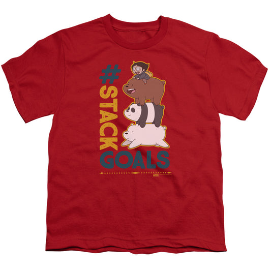 We Bare Bears Stack Goals Kids Youth T Shirt Red