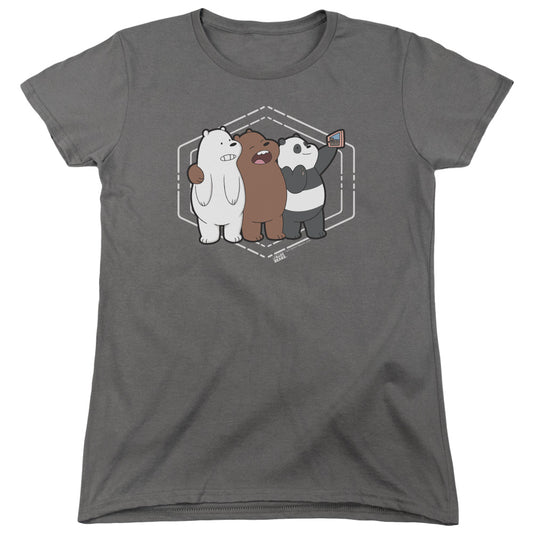 We Bare Bears Selfie Womens T Shirt Charcoal