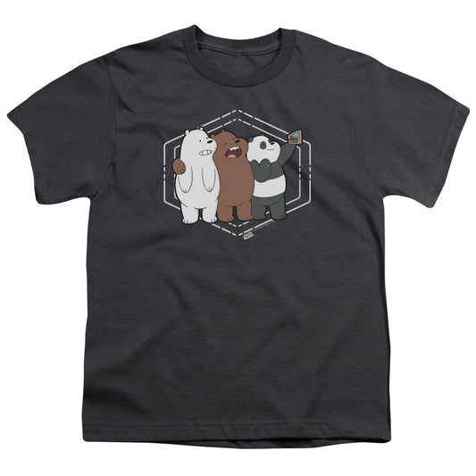 We Bare Bears Selfie Kids Youth T Shirt Charcoal