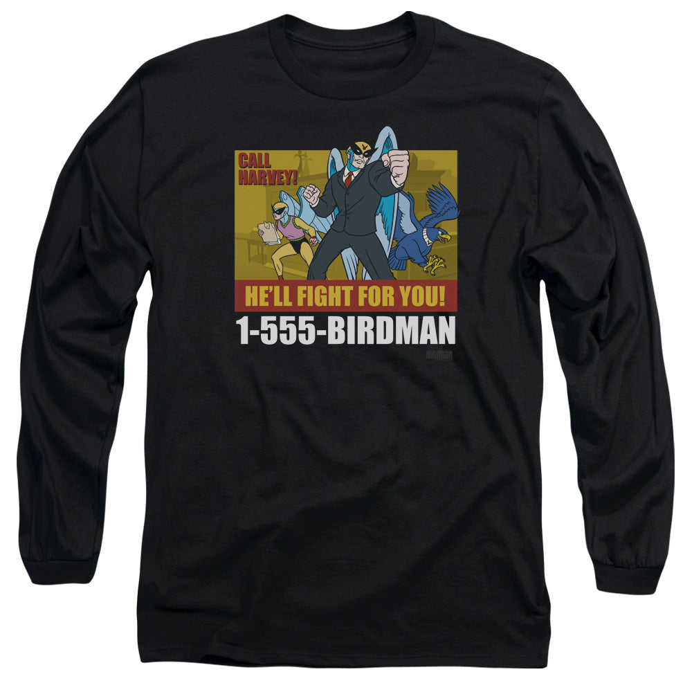 Harvey Birdman Birdman Ad Mens Long Sleeve Shirt Black