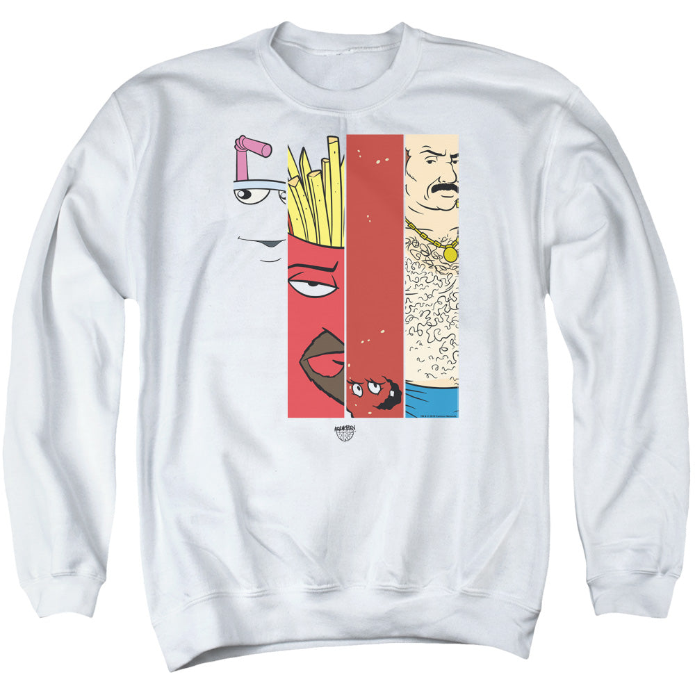 Aqua Teen Hunger Force Group 3 Tiles Mens Crewneck Sweatshirt White