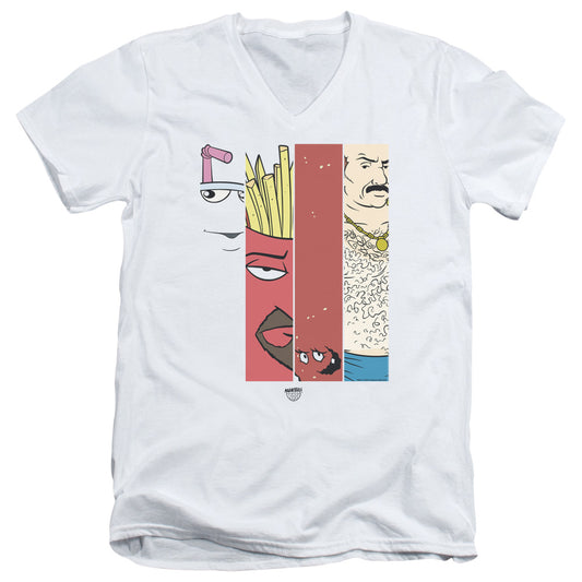 Aqua Teen Hunger Force Group 3 Tiles Mens Slim Fit V Neck T Shirt White