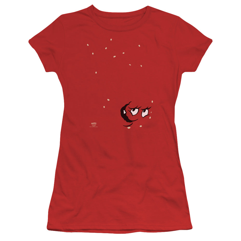 Aqua Teen Hunger Force Meatwad Junior Sheer Cap Sleeve Womens T Shirt Red