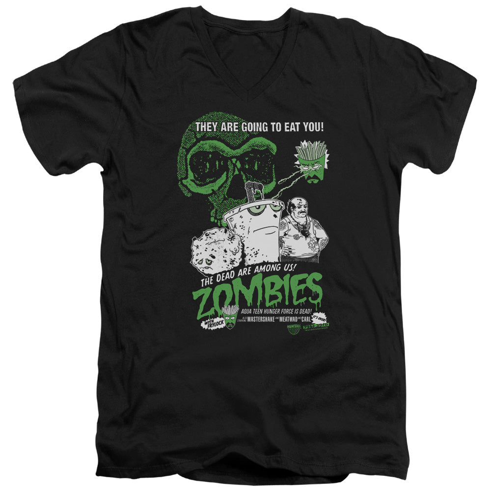 Aqua Teen Hunger Force Zombies Mens Slim Fit V Neck T Shirt Black