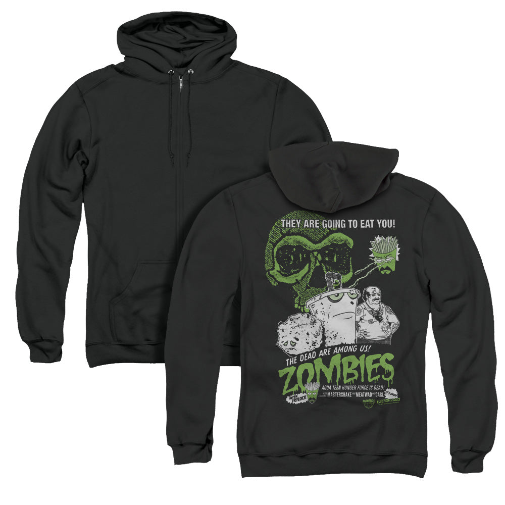 Aqua Teen Hunger Force Zombies Back Print Zipper Mens Hoodie Black