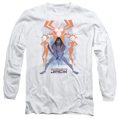 Samurai Jack Jack Vs Evil Mens Long Sleeve Shirt White