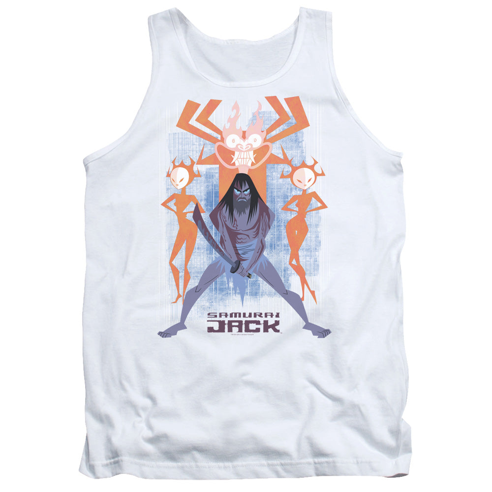 Samurai Jack Jack Vs Evil Mens Tank Top Shirt White