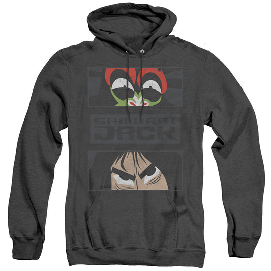 Samurai Jack Stare Down Mens Heather Hoodie Black Officially Licensed