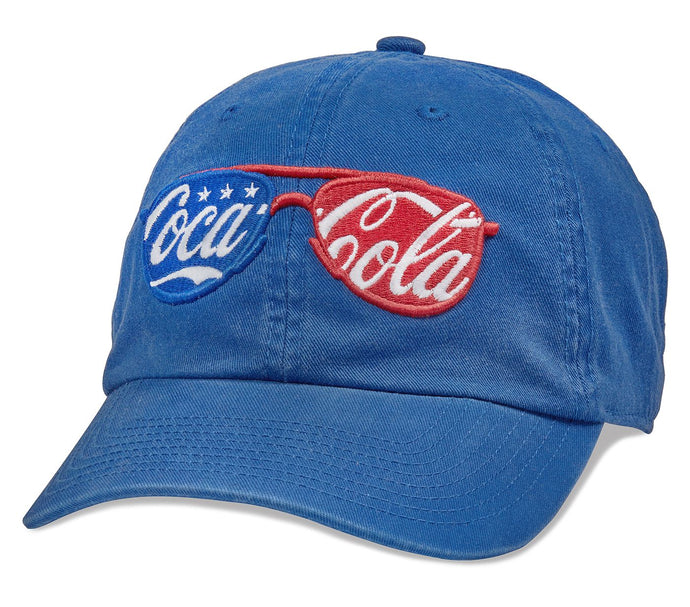 Coca Cola Coke Washed Slouch Curved Bill Hat Royal Blue