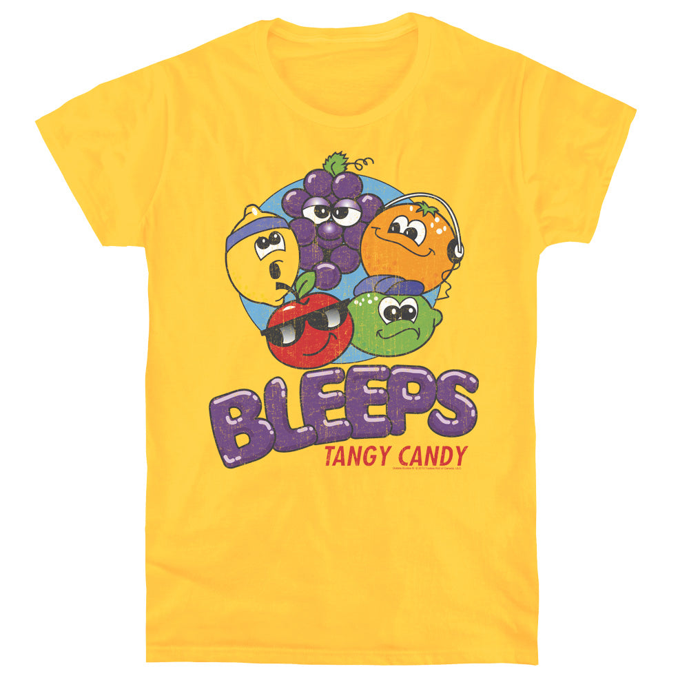 Dubble Bubble Bleeps Womens T Shirt Yellow