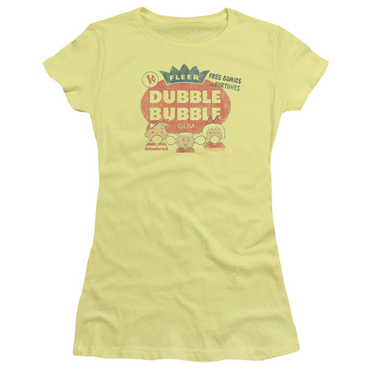 Dubble Bubble One Cent Junior Sheer Cap Sleeve Womens T Shirt Banana