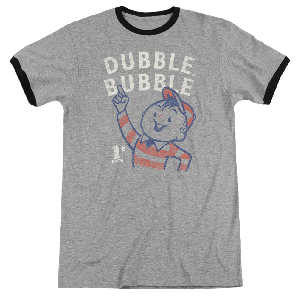 Dubble Bubble Pointing Heather Ringer Mens T Shirt Heather Black