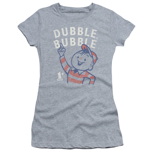 Dubble Bubble Pointing Junior Sheer Cap Sleeve Womens T Shirt Athletic Heather