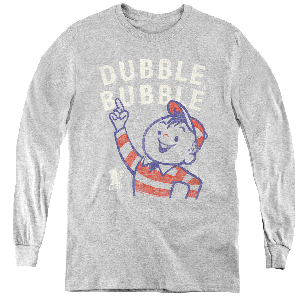 Dubble Bubble Pointing Long Sleeve Kids Youth T Shirt Athletic Heather