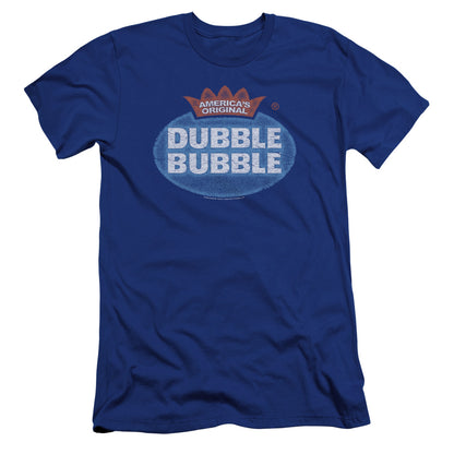 Dubble Bubble Vintage Logo Premium Bella Canvas Slim Fit Mens T Shirt Royal Blue