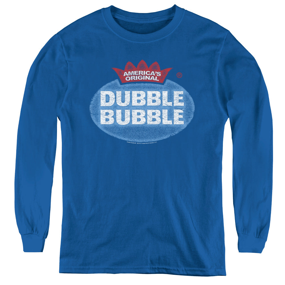 Dubble Bubble Vintage Logo Long Sleeve Kids Youth T Shirt Royal Blue