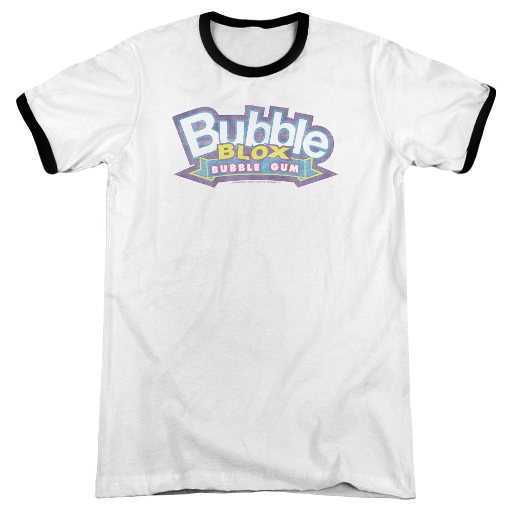 Dubble Bubble Bubble Blox Heather Ringer Mens T Shirt White Black