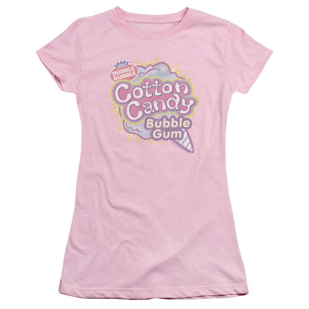 Dubble Bubble Cotton Candy Junior Sheer Cap Sleeve Womens T Shirt Pink